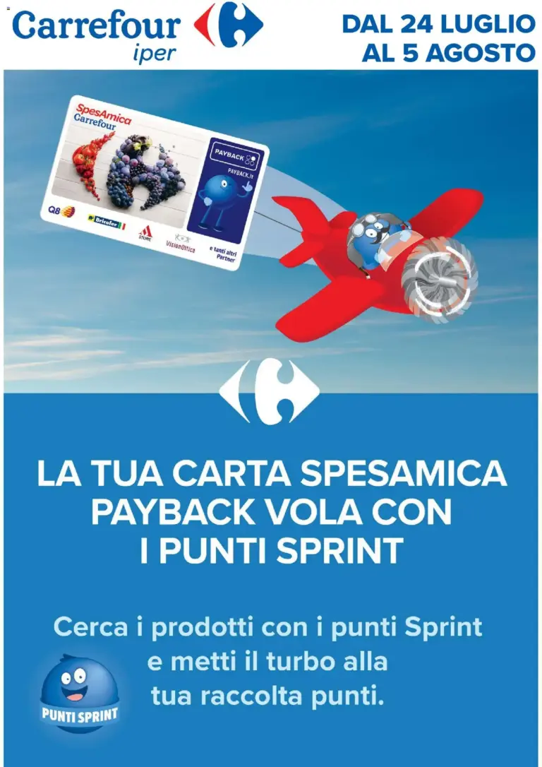 Carrefour volantino Iper Punti Sprint Payback dal 24/07/2026