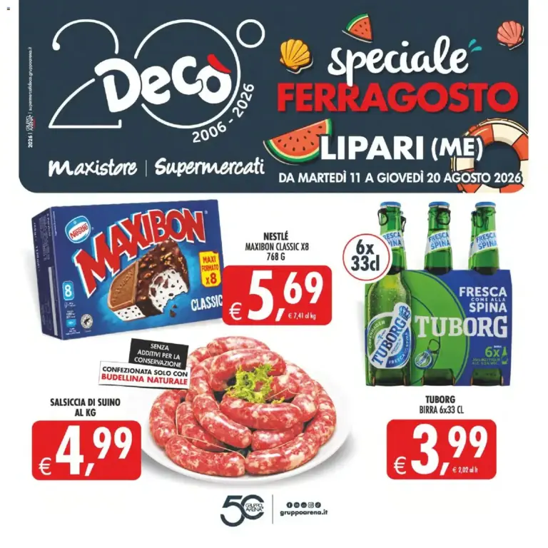 Decò volantino Maxistore, Supermercati Lipari dal 11/08/2026