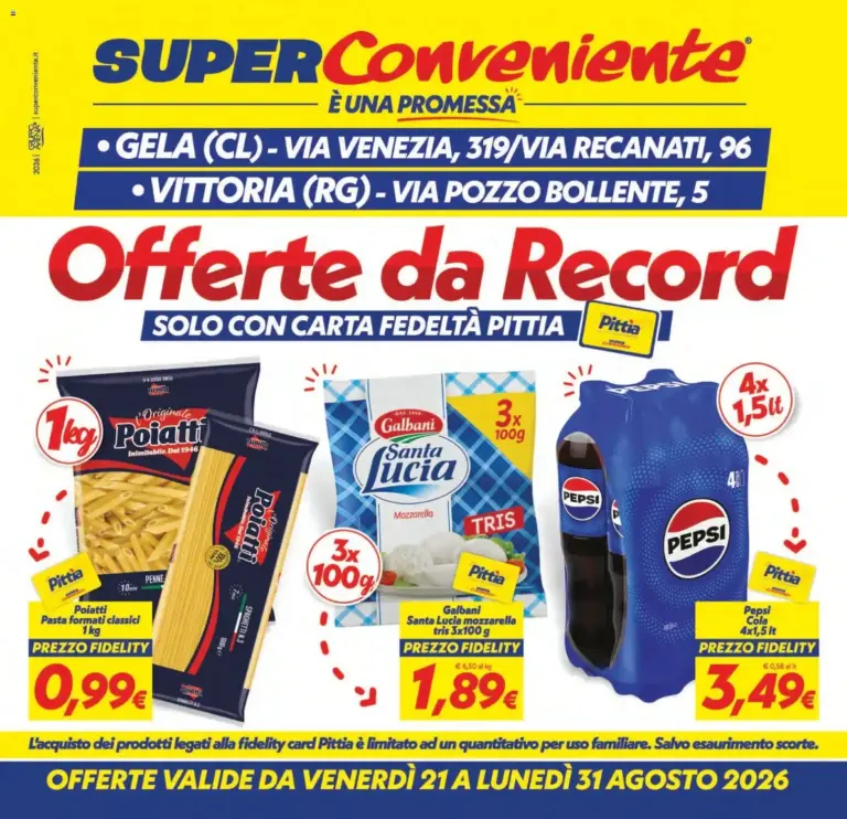 SuperConveniente volantino Gela, Vittoria dal 21/08/2026