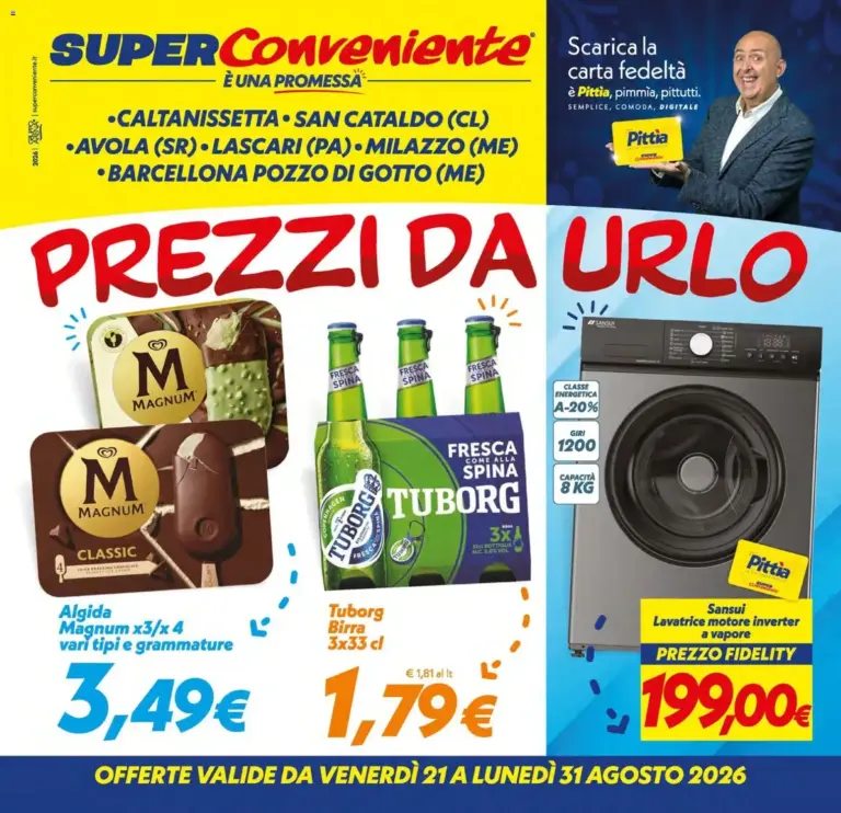 SuperConveniente volantino Caltanissetta, San Cataldo, Avola, Lascari, Milazzo, Barcellona dal 21/08/2026