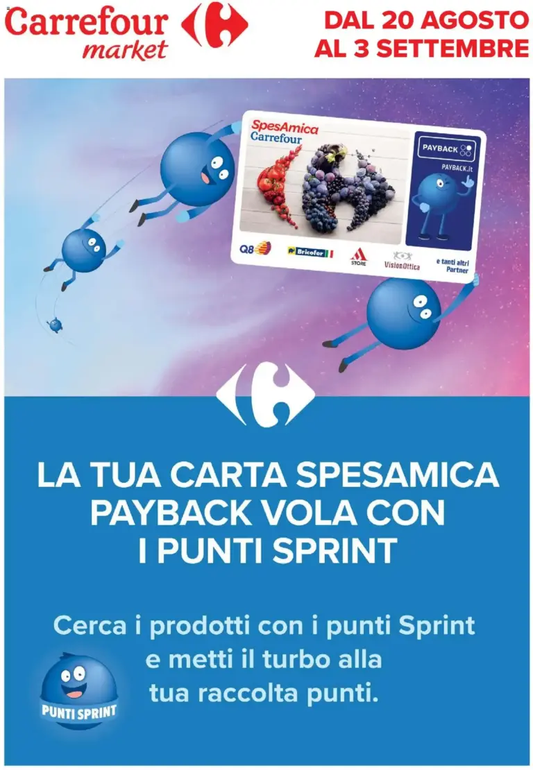 Carrefour volantino Market Punti Sprint Payback dal 20/08/2026