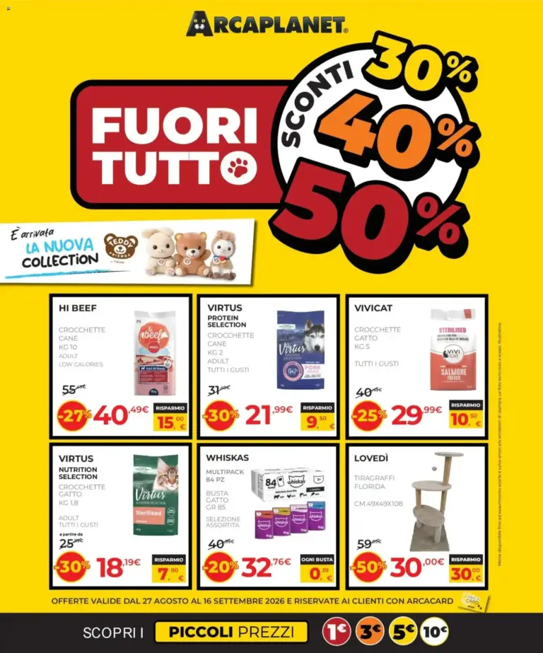 Arcaplanet volantino dal 27/08/2026