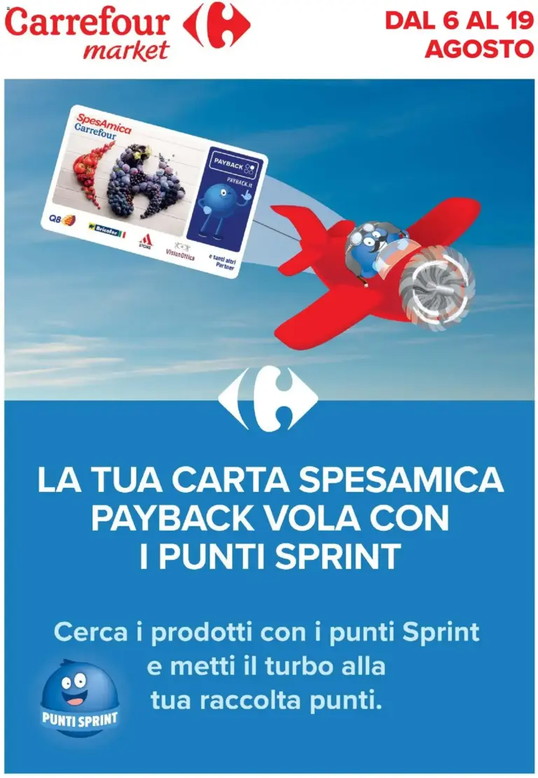 Carrefour volantino Market Punti Sprint Payback dal 06/08/2026