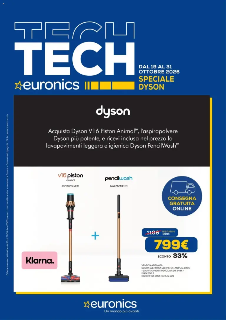 Euronics volantino Dyson dal 19/10/2026