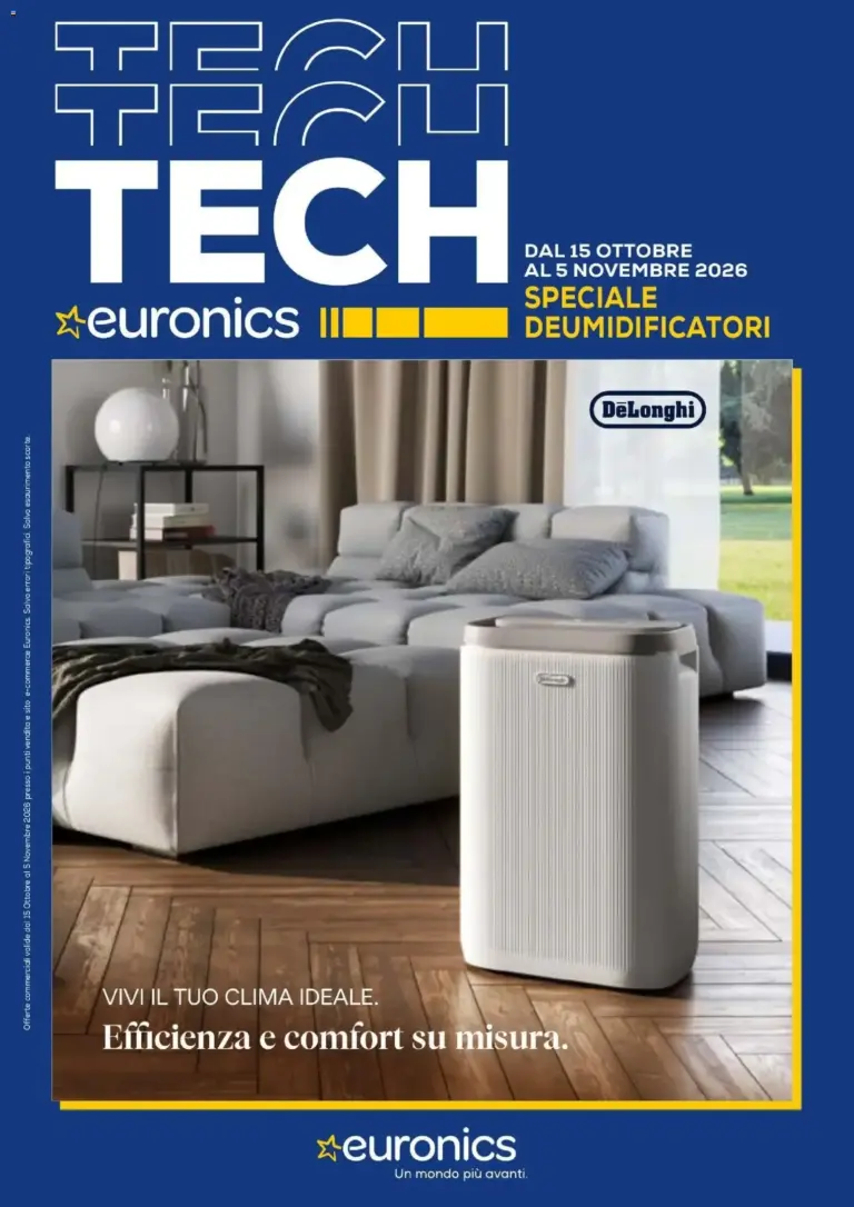 Euronics volantino De Longhi deumidificatori dal 15/10/2026