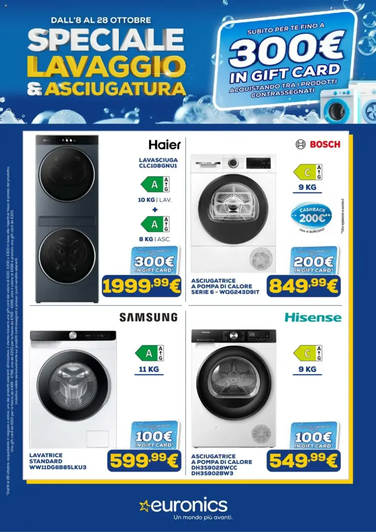 Euronics volantino Lavaggio dal 08/10/2026