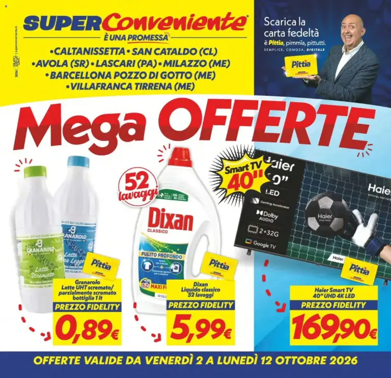SuperConveniente volantino Caltanissetta, San Cataldo, Avola, Lascari, Milazzo, Barcellona dal 02/10/2026