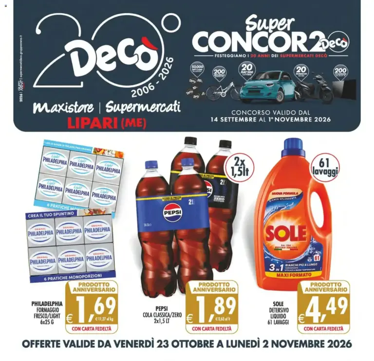 Decò volantino Maxistore, Supermercati Lipari dal 23/10/2026