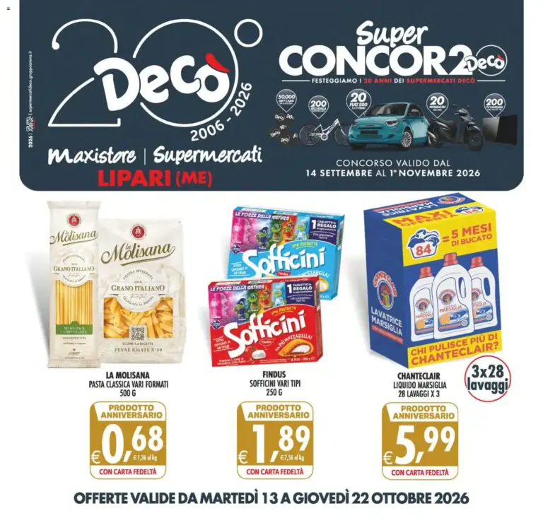 Decò volantino Maxistore, Supermercati Lipari dal 13/10/2026
