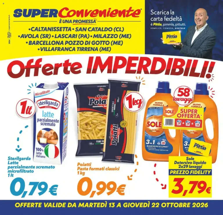 SuperConveniente volantino Caltanissetta, San Cataldo, Avola, Lascari, Milazzo, Barcellona dal 13/10/2026